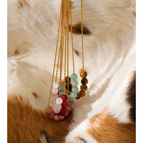 Yhpup Natural Aventurine Agate Tiger Stone Beads Chain Drop Necklace High Quality Fashion Collar Jewelry Gala Gift Wholesale
