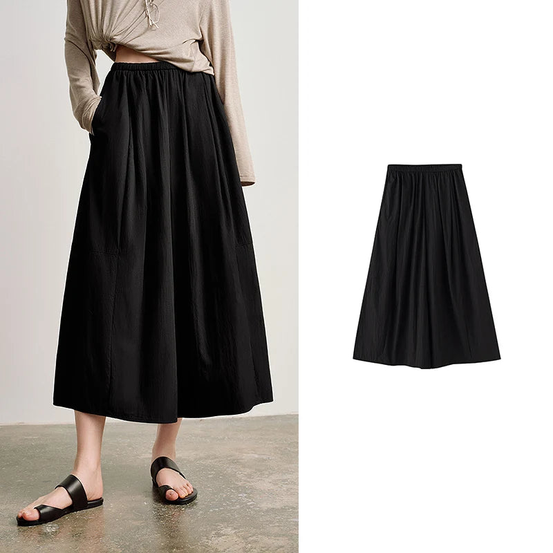 Calça Saia Feminina Plissada Cintura Alta