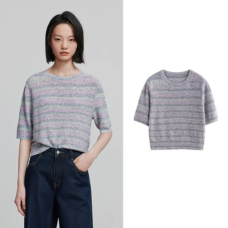 Blusa Feminina de Tricô Casual Manga Curta
