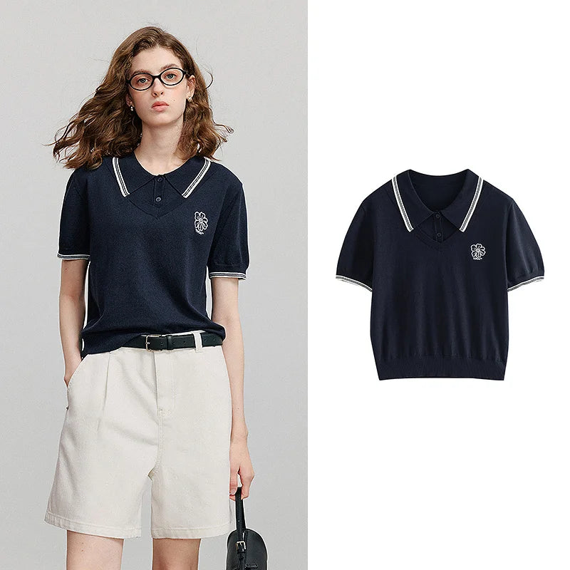 Blusa Feminina de Tricô Manga Curta com Caimento Leve