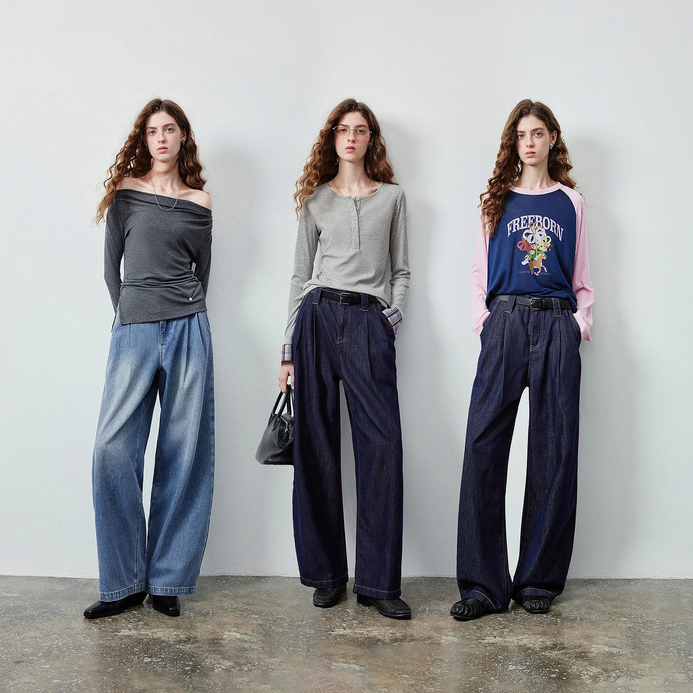 Calça Jeans Feminina Barrel Vintage Cintura Alta