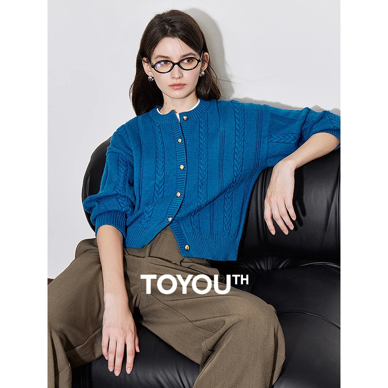 Cardigan Feminino de Tricô Manga Longa com Botões
