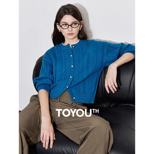 Cardigan Feminino de Tricô Manga Longa com Botões