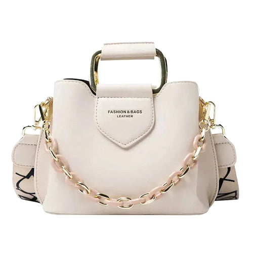 Bolsa Mini Bucket Feminina de Couro PU com Alça de Mão e Transversal