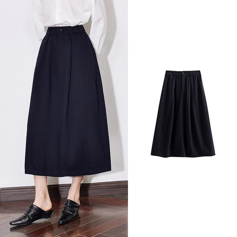Saia Midi Feminina Rodada de Algodão