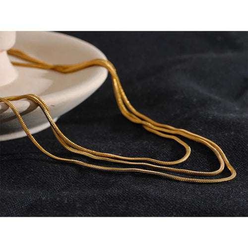 Yhpup Waterproof Stainless Steel Layered Adjustable Overlay Long Chain Necklace 18K Gold Plated Metal Trendy Fashion Jewelry