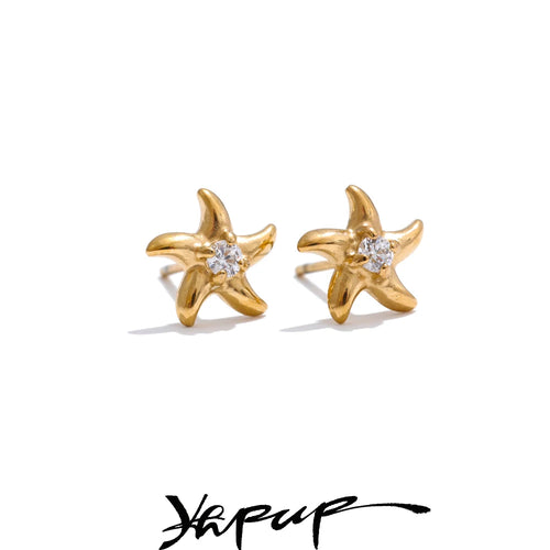 Brinco Feminino Estrela-Do-Mar Delicado com Zircônia Aço Inoxidável