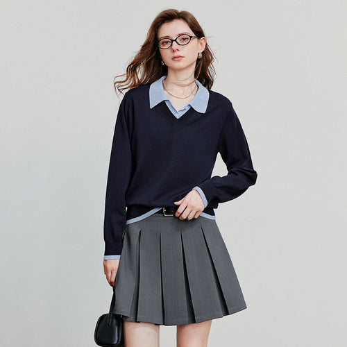 Blusa de Tricô com Liocel e Efeito Camisaria