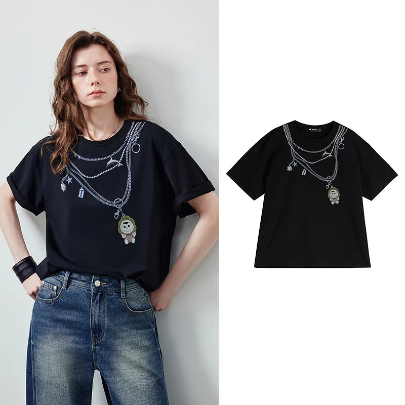 Camiseta Feminina de Liocel e Algodão com Estampa Sapo