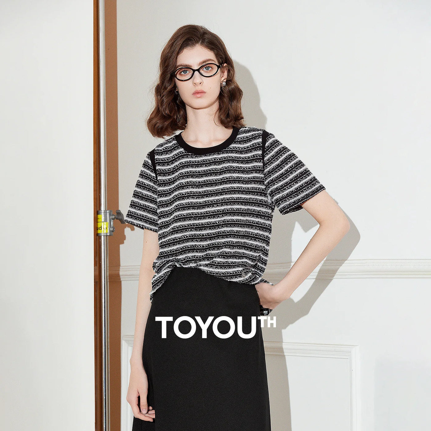 Blusa Feminina de Tricô Listrada Estilo Tweed