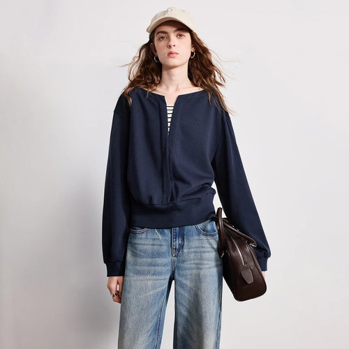 Moletom Cropped Feminino Efeito Duas Peças com Cintura Ajustada