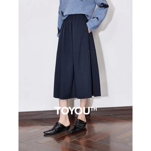 Saia Midi Feminina com Bolsos com Cós Elástico