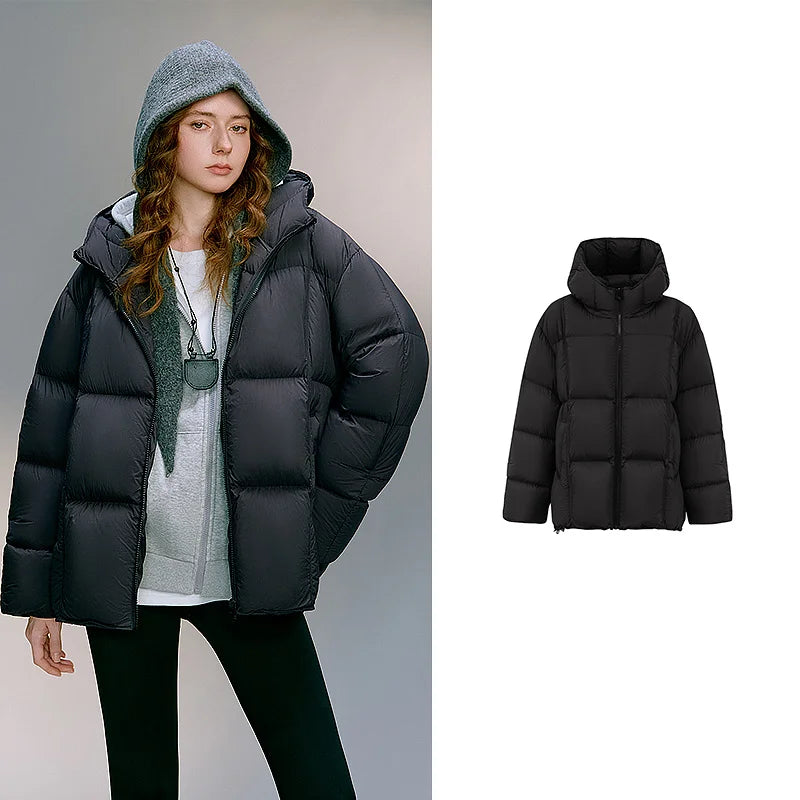 Jaqueta Puffer Feminina Ultrafina 90% Plumas Black