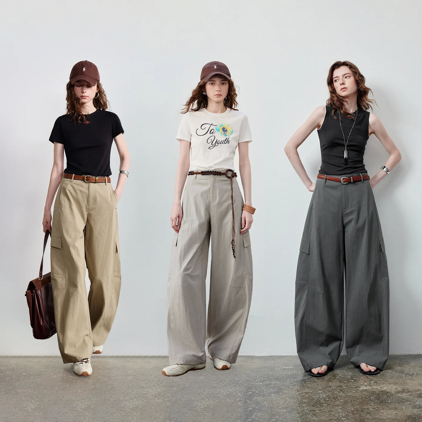 Calça Cargo Feminina Wide Leg com Múltiplos Bolsos