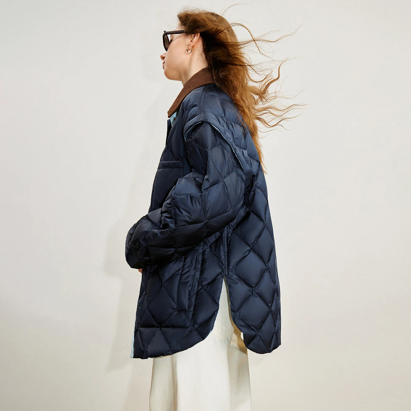 Parka Feminina 90% Plumas com Gola Lapela