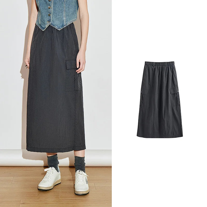 Saia Midi Feminina UV com Renda