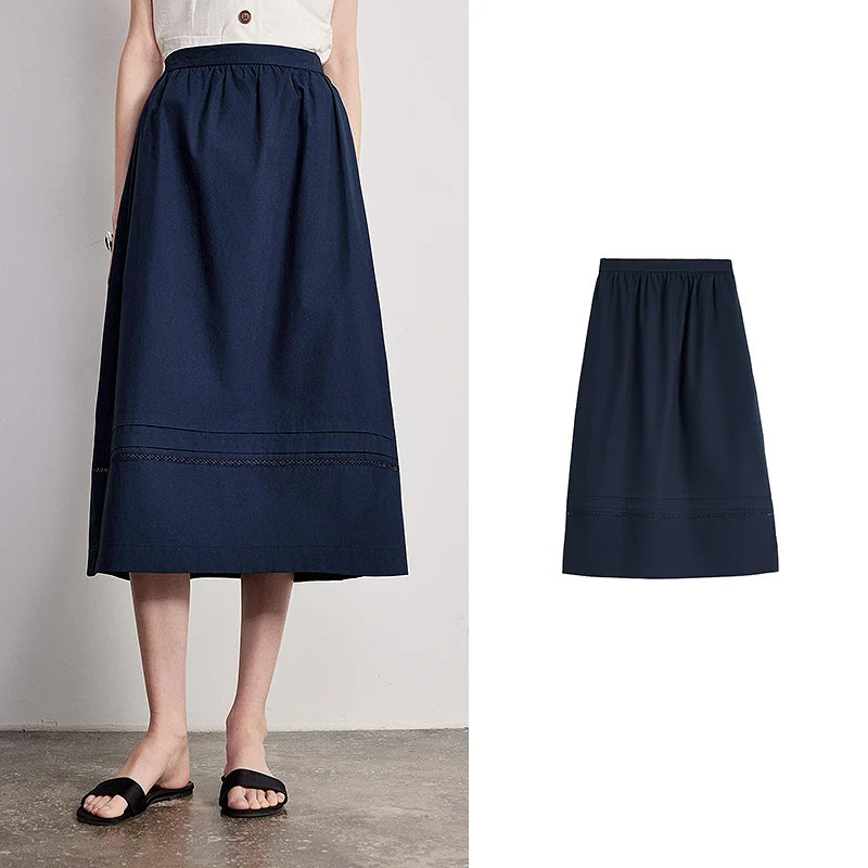 Saia Midi Feminina com Renda Patchwork Evasê