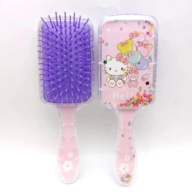 Escova Para Cabelo Profissional Hello Kitty Raquete Almofadada