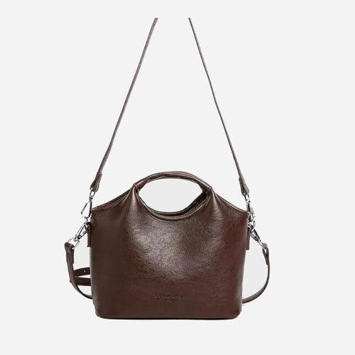 Bolsa Feminina de Couro PU Vintage Bucket com Alça Dupla para Ombro e Transversal