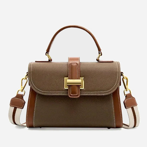 Bolsa feminina de couro legítimo pequena transversal quadrada vintage 2025