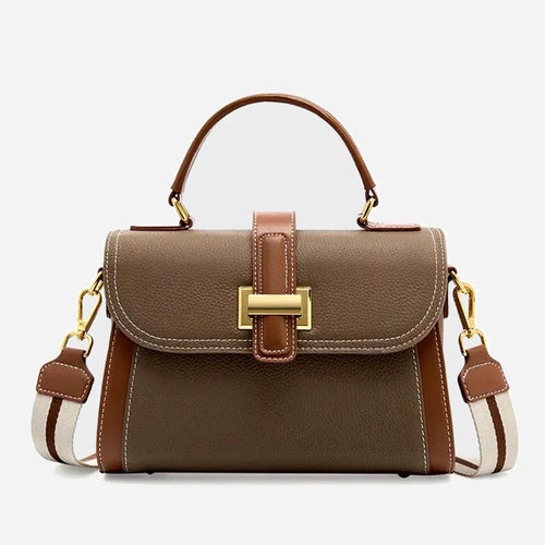 Bolsa Feminina de Couro Legítimo Pequena Quadrada Vintage para o Dia a Dia