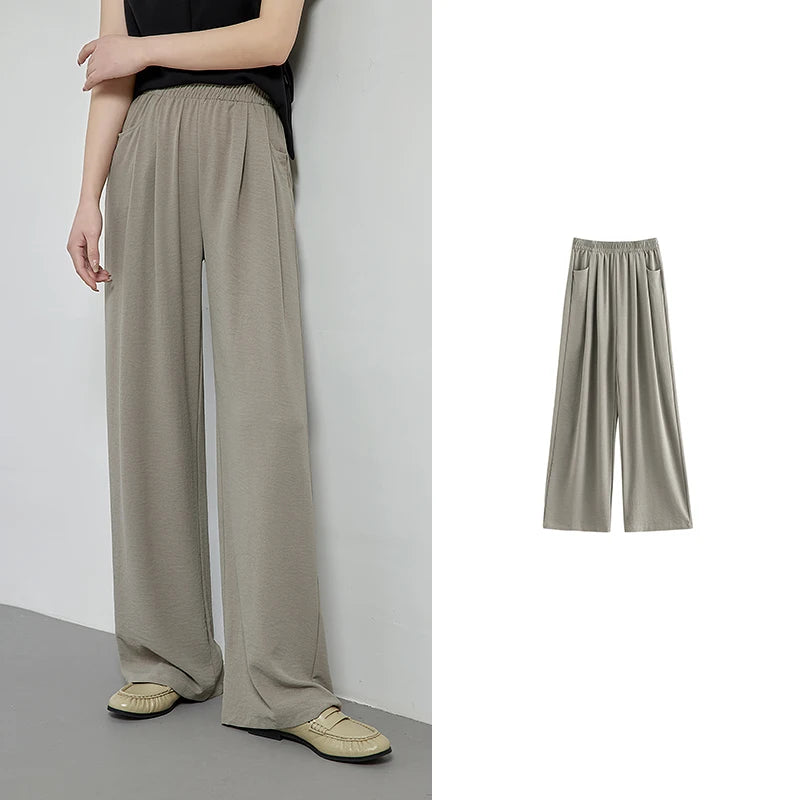 Calça Pantalona Feminina Texturizada Cintura Alta