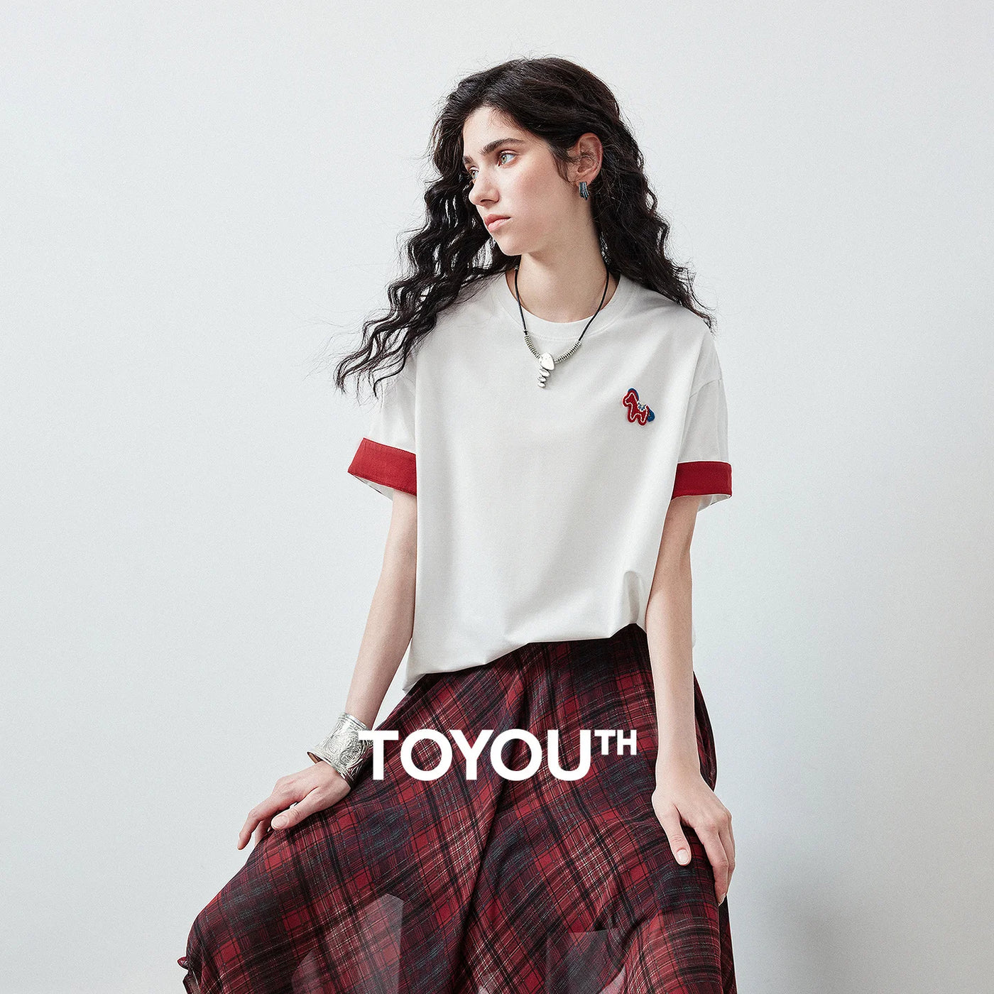Camiseta Feminina de Liocel Color Block com Estampa Pônei