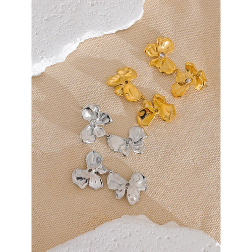 Brinco Pendente Flor com Laço e Zircônia