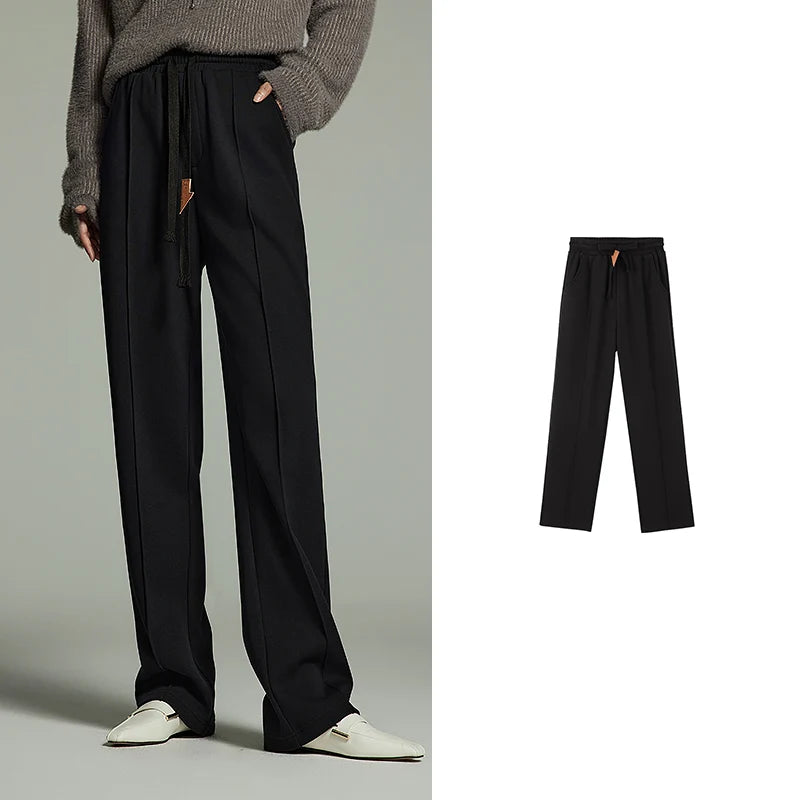 Calça Moletom Feminina Peluciada Wide Leg