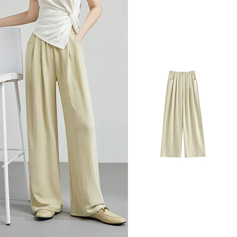 Calça Pantalona Feminina Texturizada Cintura Alta
