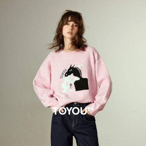 Suéter de Lã com Jacquard de Cavalo