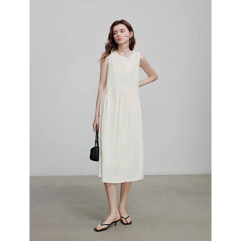 Vestido de Alças Midi com Bolsos