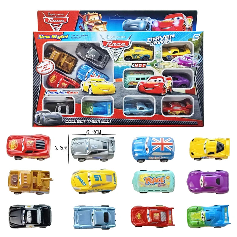 Kit 12 Carrinhos do Filme Carros McQueen