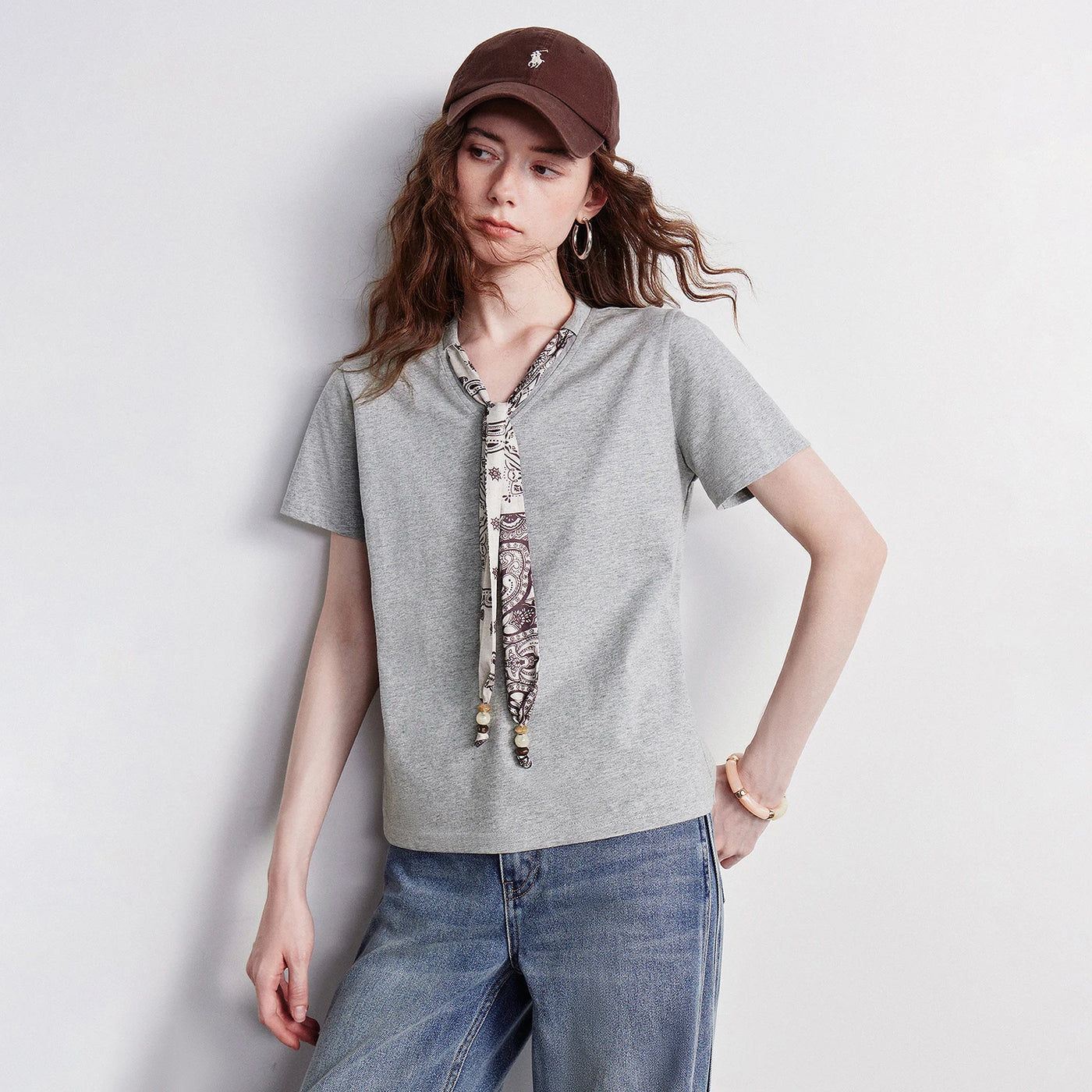 Camiseta Feminina de Algodão com Estampa Boho
