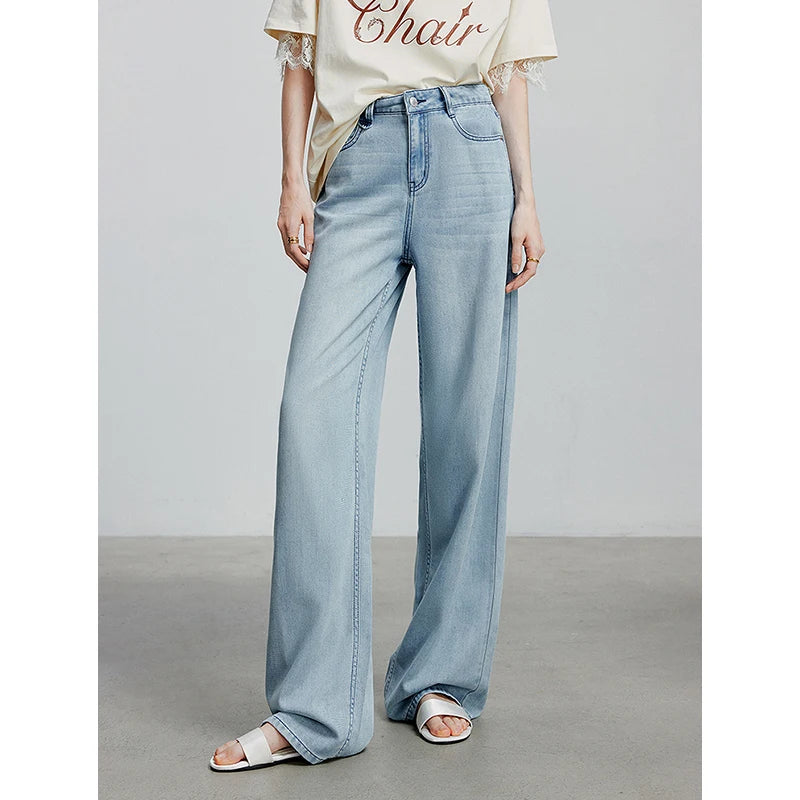 Calça Jeans Feminina Reta com Algodão e Acetato