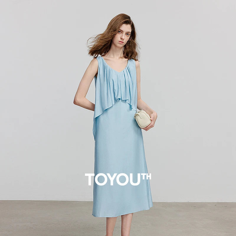 Vestido de Alças Midi com Decote V