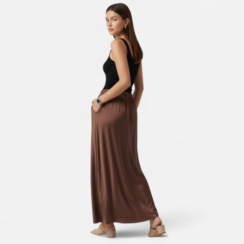 Saia de Cetim Elegante de Cintura Alta para Mulheres