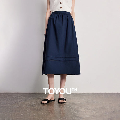 Saia Midi Feminina com Renda Patchwork Evasê