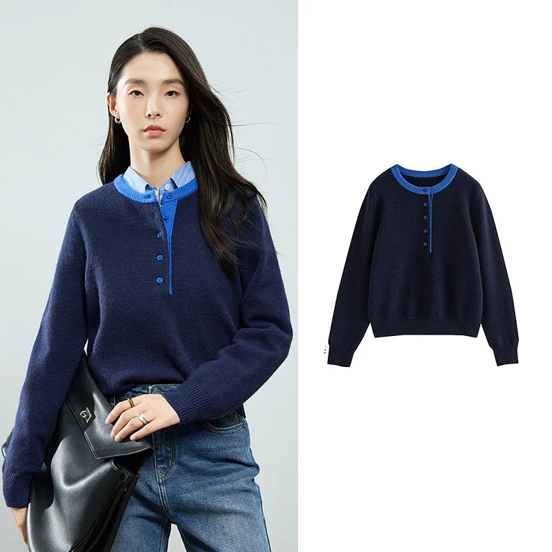 Suéter Feminino Bicolor com Modelagem Ajustada