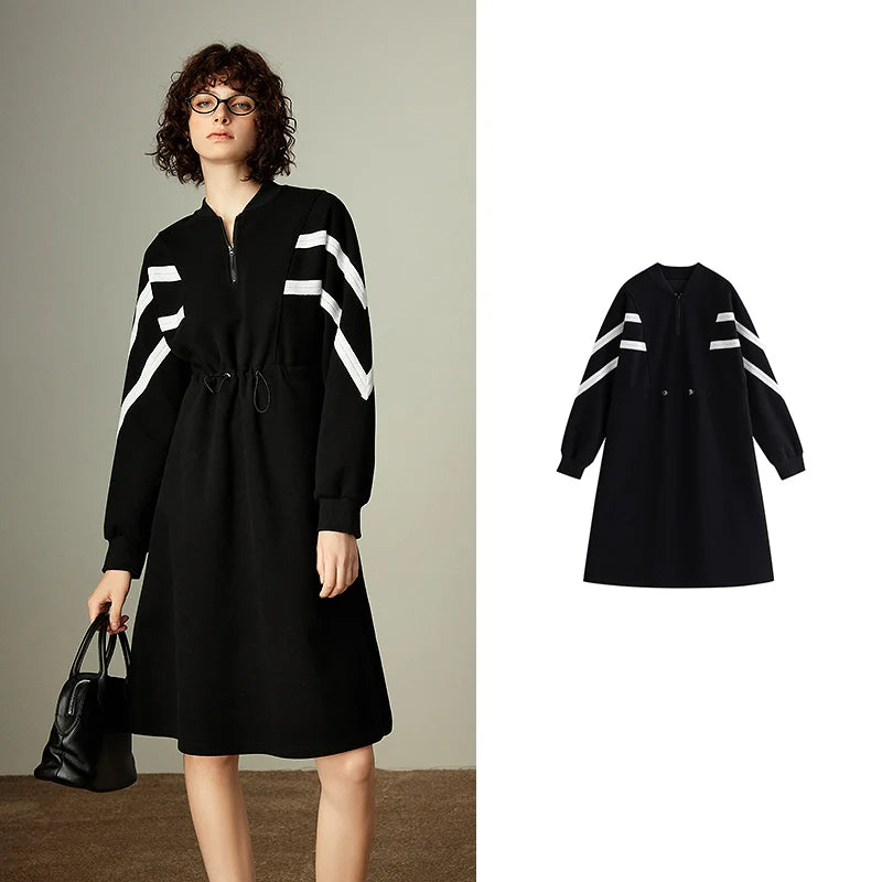 Vestido Esportivo Longo Preto com Listras black