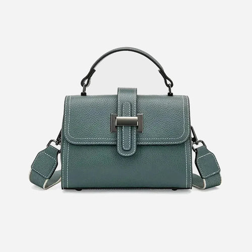 Bolsa pequena feminina de couro legítimo transversal e de mão quadrada