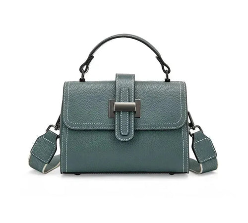 Bolsa pequena feminina de couro legítimo transversal e de mão quadrada