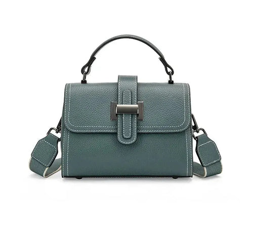 Bolsa feminina pequena de couro legítimo transversal quadrada com alça única