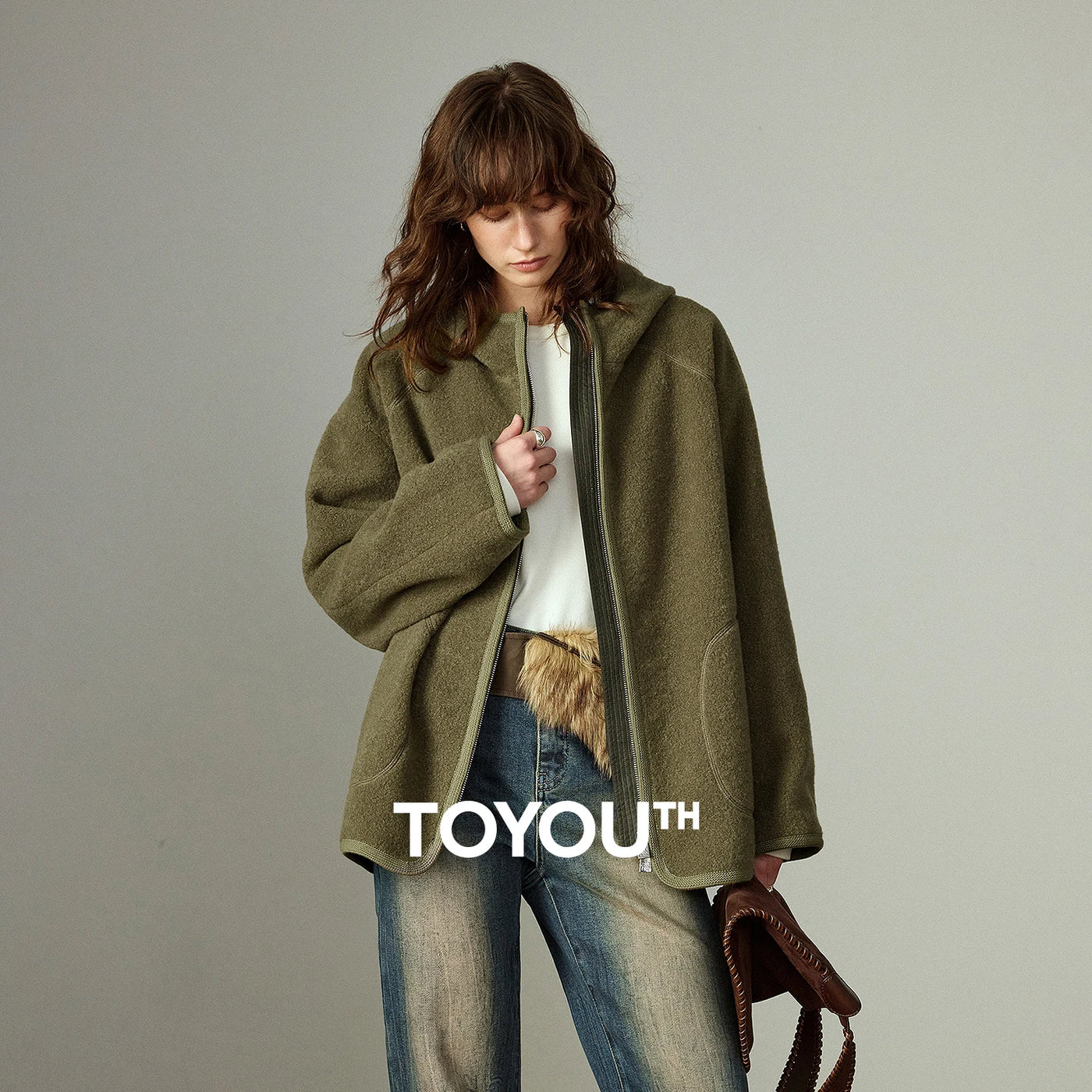 Casaco Feminino de Fleece Verde com Capuz