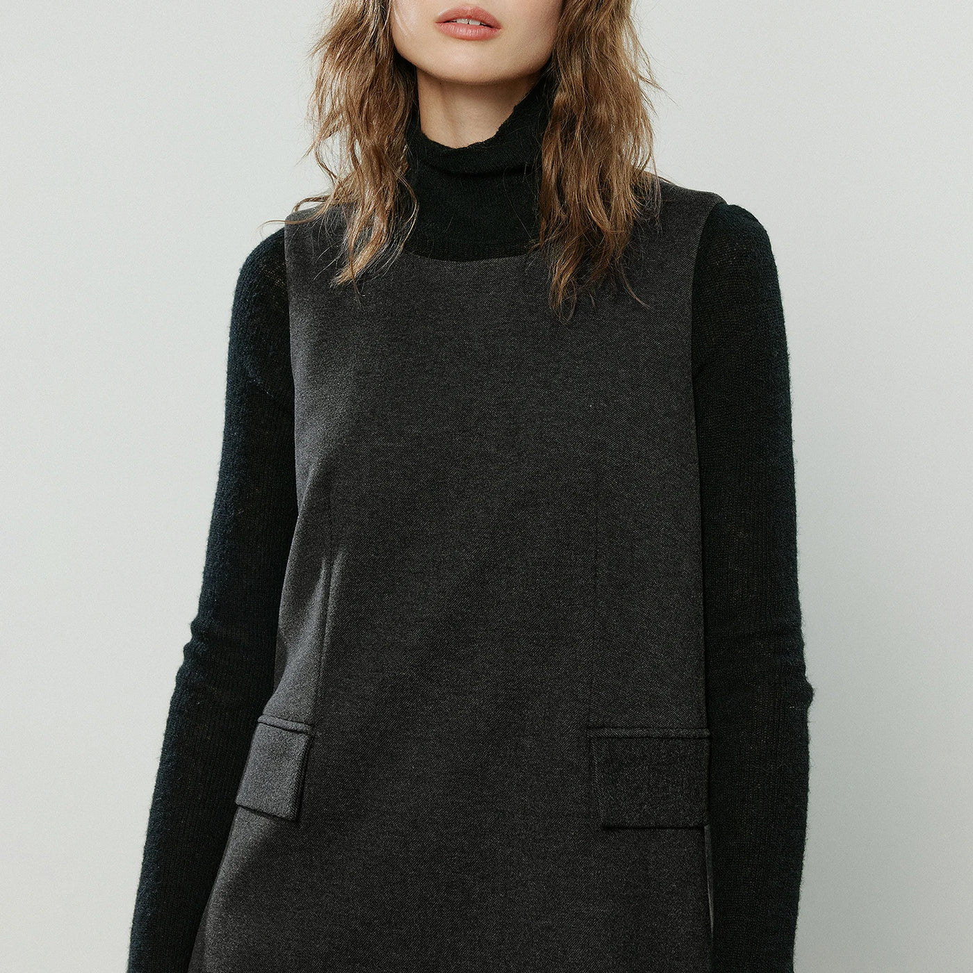 Vestido Colete Midi de Inverno para Sobreposição