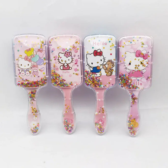 Escova Para Cabelo Profissional Hello Kitty Raquete Almofadada