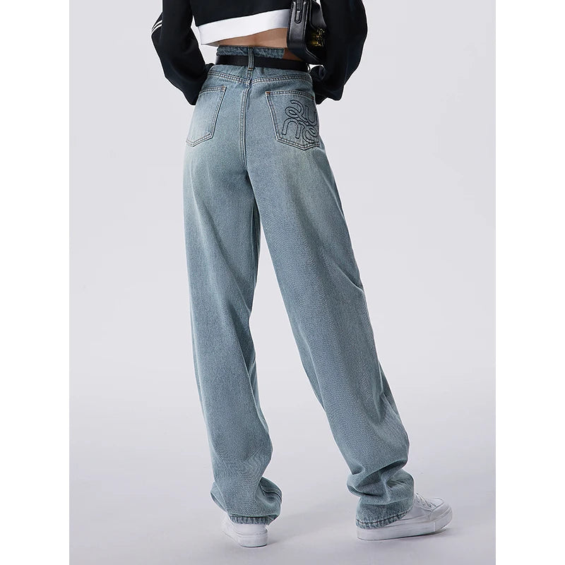 Calça Jeans Feminina Reta Cintura Alta Azul Claro