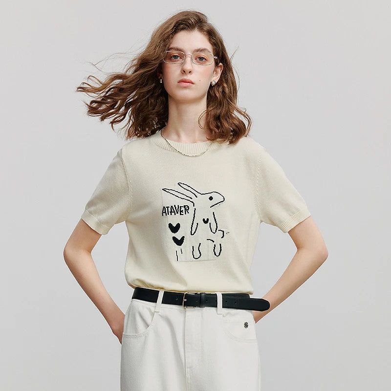 Blusa Feminina de Tricô Manga Curta Respirável