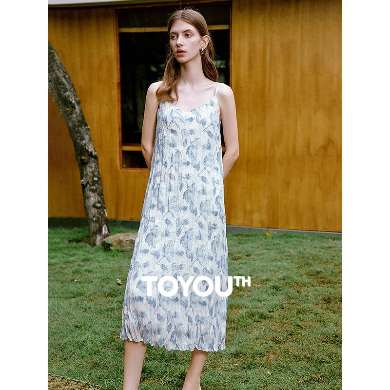 Vestido de Alças Midi Floral Artístico