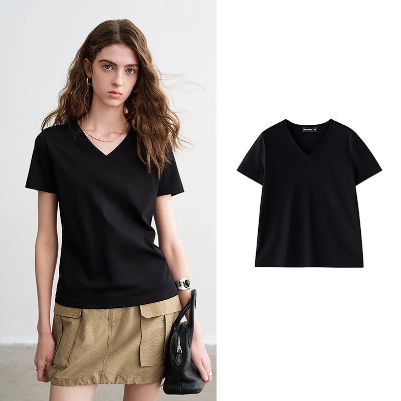 Camiseta Feminina de Algodão com Toque Acetinado